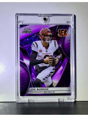 Joe Burrow 2025 NFL Topps Chrome Black #23 Purple Refractor Card Bengals 52/75